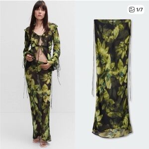 Mango Black and Green Skirt Set